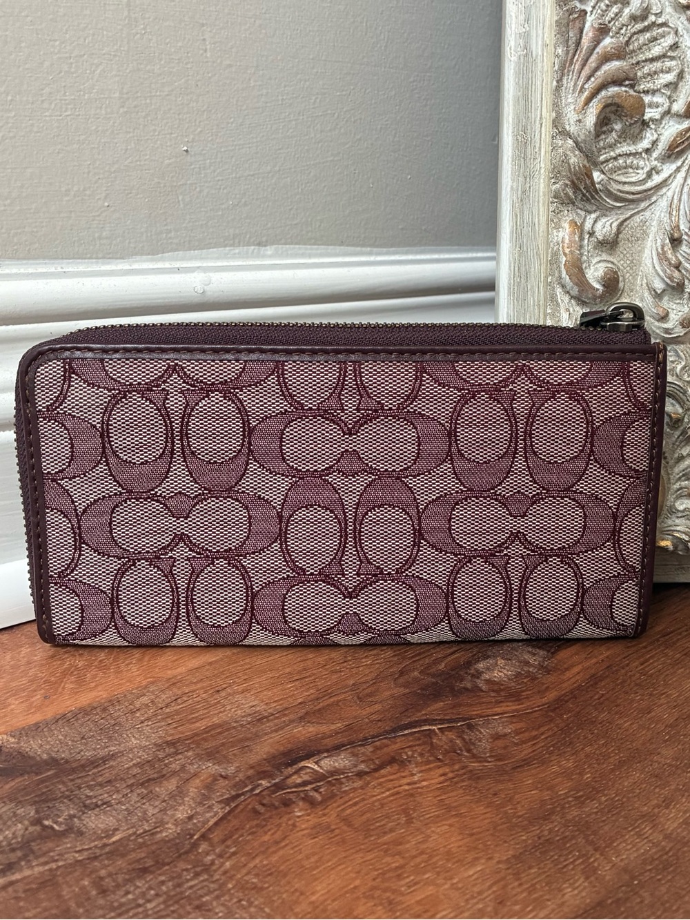 Coach L Zip Wallet In Signature Jacquard and Leather, Like New, 34790 - Picture 14 of 16